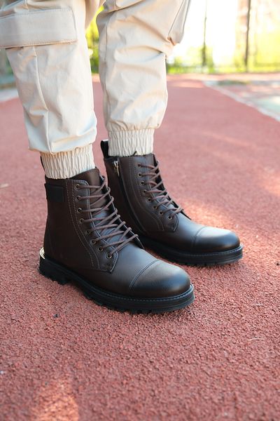 Riccon Brown Zippered Men's Boots 0012856