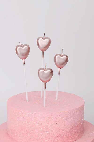 Le Mabelle Rose 4 Piece Heart Candle