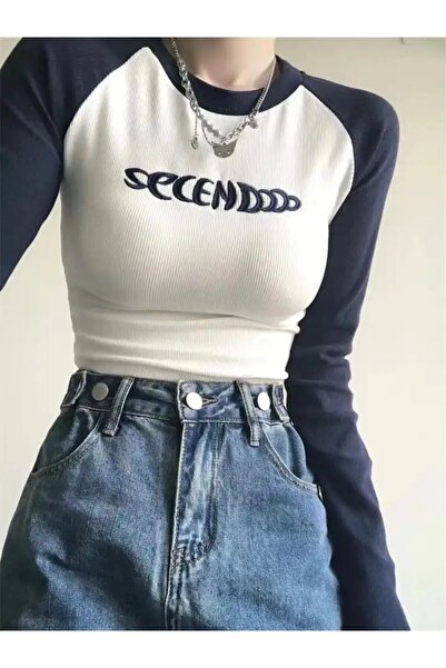 DarkellaStore Bluză crop cu mânecă lungă Harajuku Y2K Secendooo