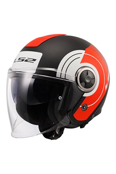 LS2 CLASSY DISKO MAT SİYAH-KIRMIZI-BEYAZ KASK (GÜNEŞ VİZÖRLÜ)