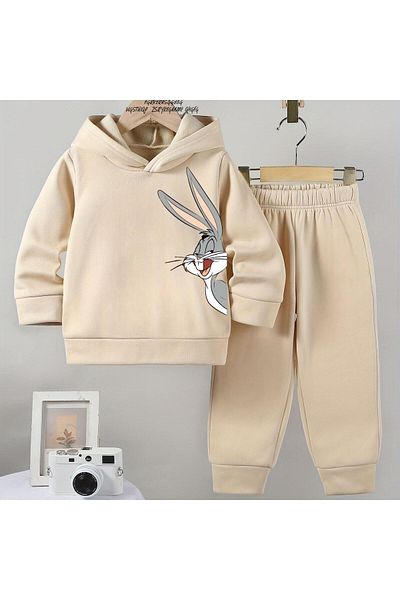 BENROMA Unisex Kids Tracksuit Set - Rabbit Printed, Oversize Fit