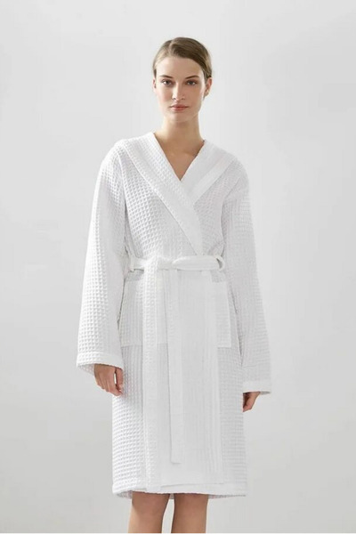 OYALI TEXTİLE Μπουρνούζι από 100% βαμβάκι εξαιρετικά μαλακό - Μπουρνούζι με γιακά σάλι