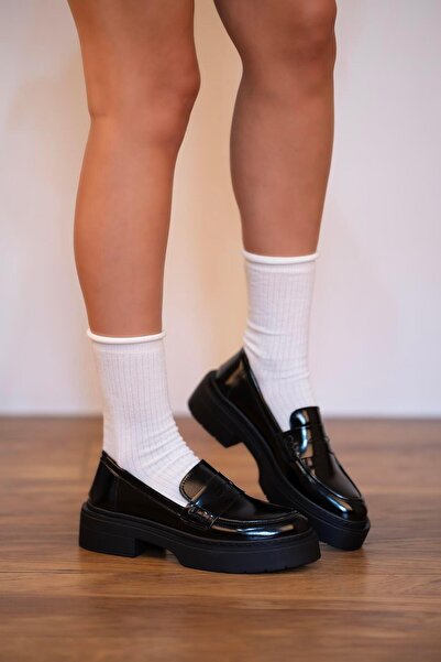 sovrana Black Loafer Opening Patent Leather