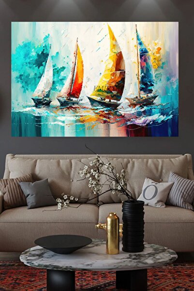 Oil Painting Look Colorful Ships HD Quality Canvas Painting