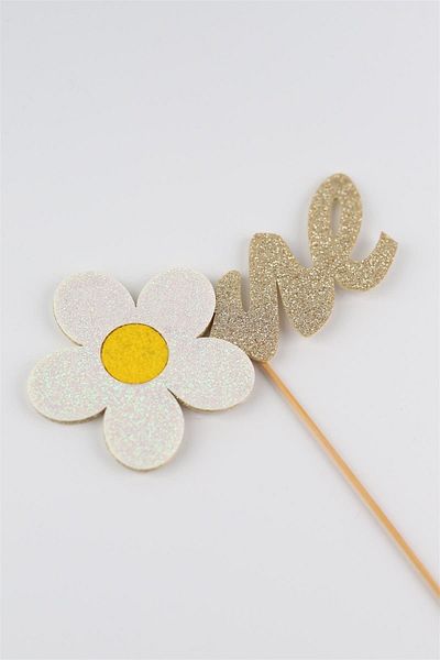 Le Mabelle Gold One Daisy Cake Decoration