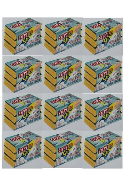 STEPY Advantage Pack of 9 Sponges - Corrugated, X 12 Packs