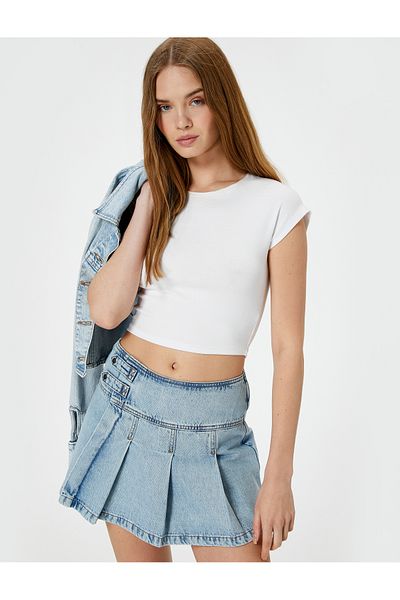 Koton Extra Mini Plissee Kurzrock mit Gürtel