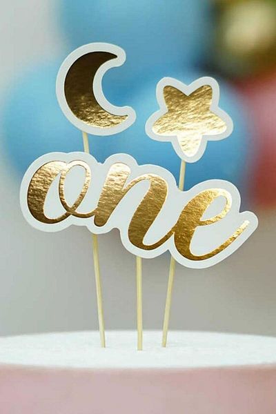 Le Mabelle Gold One 3-Piece Cake Decoration