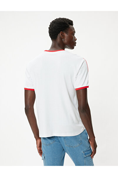 Koton Slim Fit Tişört Slogan Baskılı Kısa Kollu Bisiklet Yaka Biyeli