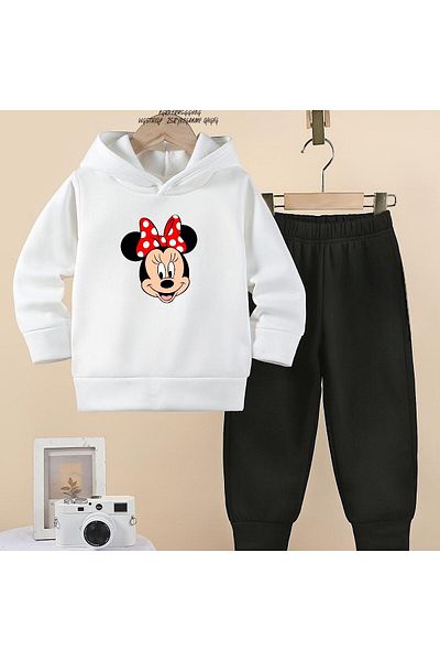 BENROMA Mickey Printed Ribbon Children's Tracksuit Set - Unisex Oversize Fit