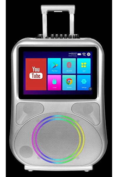 JUNGLEE ANDROİD EKRANLI ÇİFT KABLOSUZ MİKROFONLU ŞARJLI BLUETOOTH HOPARLÖR RG...