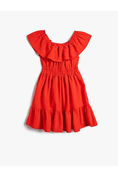 Koton Dress Sleeveless Ruffle Tiered Low Shoulder
