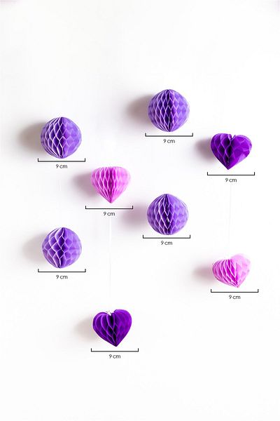 Le Mabelle Στολίδι κηρήθρας 4 τεμαχίων Lilac Pompom Heart