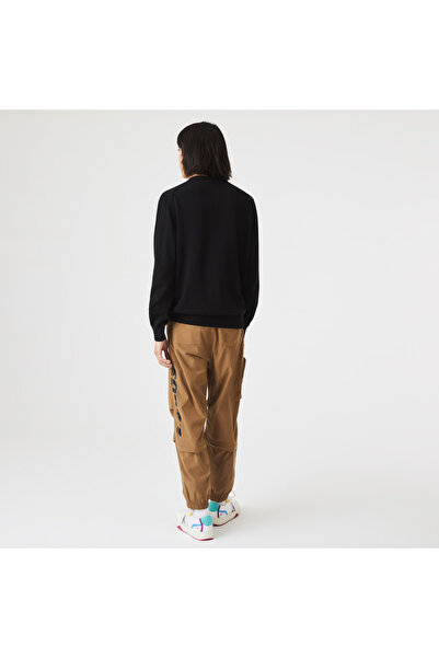 Lacoste Men's Regular Fit V-Neck Organic Cotton Black Knitwear