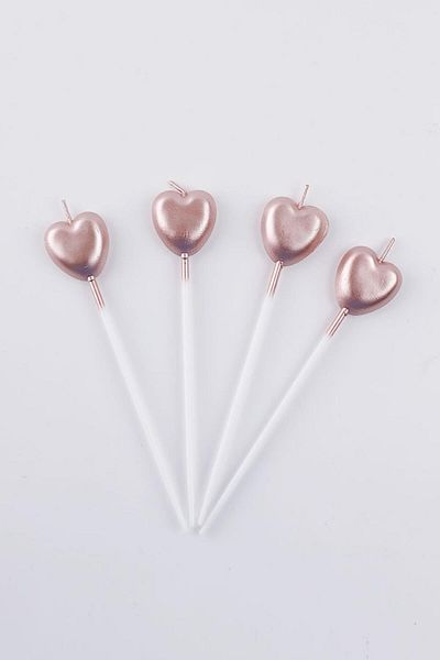 Le Mabelle Rose 4 Piece Heart Candle
