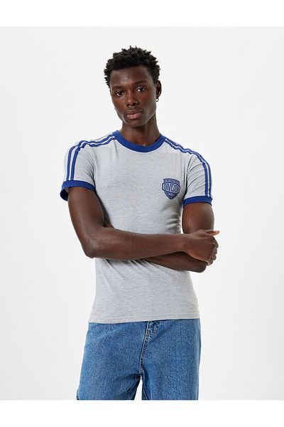 Koton Crew Neck Slim Fit Cotton T-Shirt - Short Sleeve and Printed
