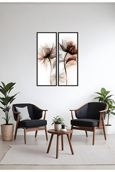Ryta Minimalist Soyut Çiçekli Tablo 2li Set RYTA70X25D0020