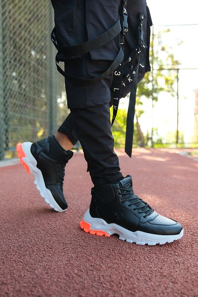 Riccon Unisex Μαύρο Λευκό Πορτοκαλί Sneaker - 0012108