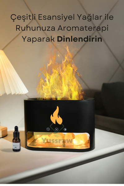 Yussraw Şömine Hava Nemlendiricisi 4 Renkli Alevli ve Taşlı HAVA NEMLENDİRİCİ...
