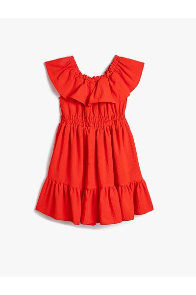 Koton Dress Sleeveless Ruffle Tiered Low Shoulder
