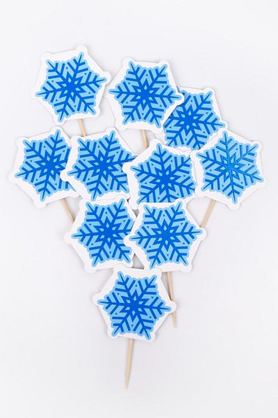 Le Mabelle Blue Snowflake 10-Piece Toothpick Cake Decoration