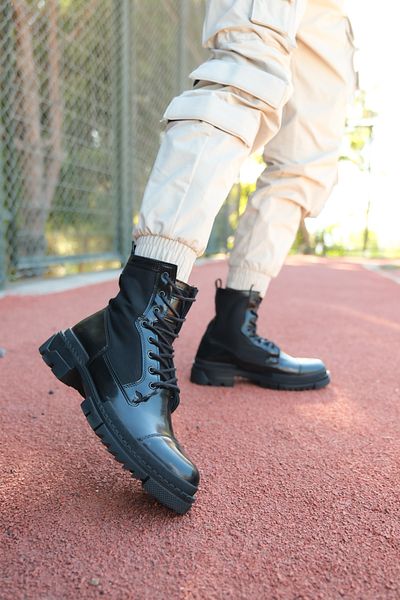 Riccon Patent Leather Men's Black Boots 0012746