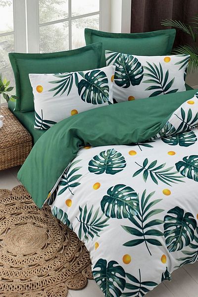 Eponj Home Двойна кувертюра за зрели Monstera Green