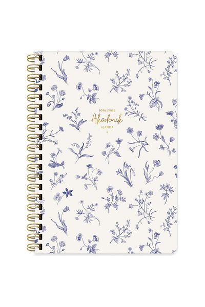 KESKİN COLOR Sharp Color Academic Agenda - Spiral Blue Flowers 17X24 830226 -99
