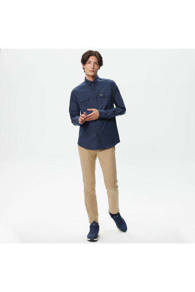 Lacoste Erkek Slim Fit Düğmeli Yaka Lacivert Gömlek