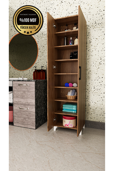 rafineritasarım Long Mdf Beyaz 2 Kapaklı Çok Amaçlı Mutfak Dolabı Banyo Dolabı Çok Amaçlı Dolap