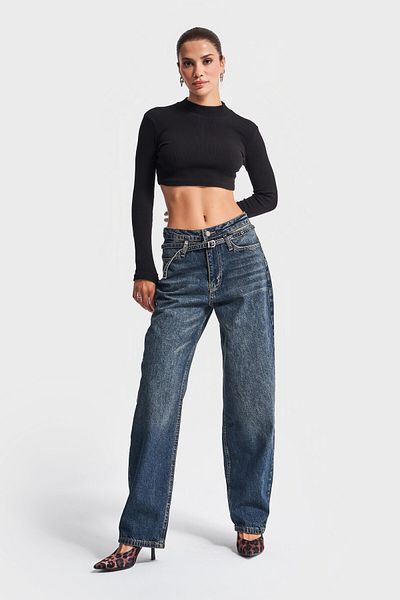 its basic Dámské T. Jeans Color Tailored Fit Belted 100% bavlna Denim