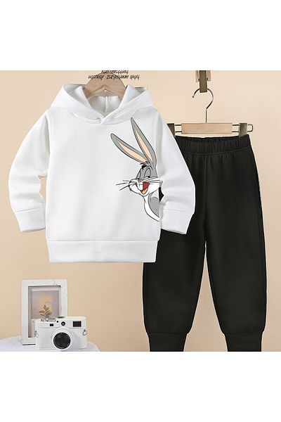 BENROMA Unisex Kids Tracksuit Set - Rabbit Printed, Oversize Fit