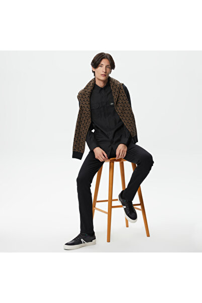 Lacoste Erkek Slim Fit Düğmeli Yaka Siyah Gömlek