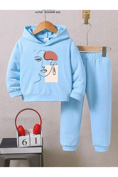 BENROMA Set de trening pentru copii unisex - imprimat pe față, cu potrivire supradimensionată