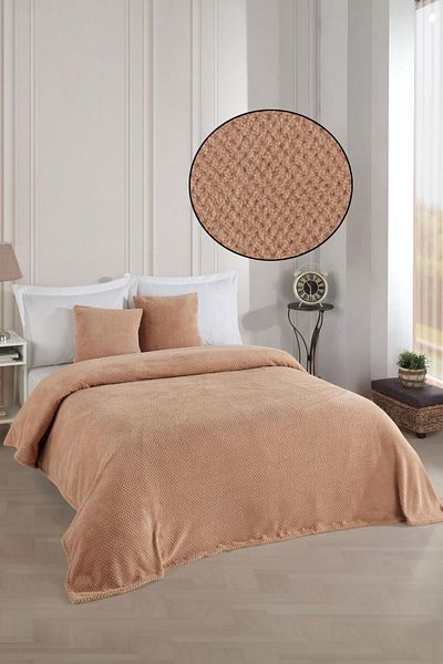 LADYNİL Κουβέρτα Wellsoft - Διπλό κάλυμμα, 220x230cm, 2 Μπεζ Μαξιλαροθήκες Ριχτάρι - 45x45cm