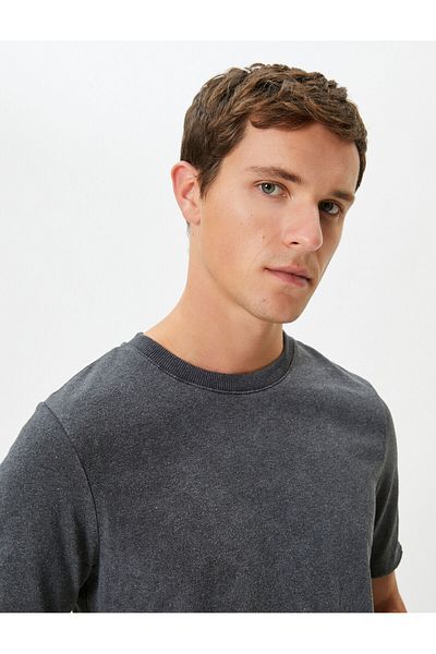 Koton Crew Neck Washed Basic T-Shirt - Short Sleeve