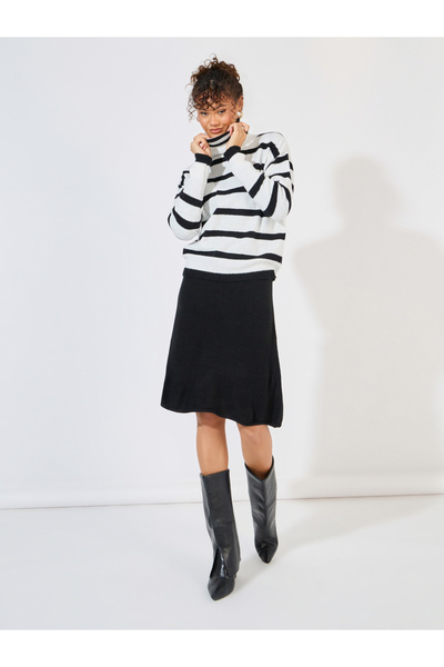 Styli Regular Fit Turtle Neck Striped Sweater
