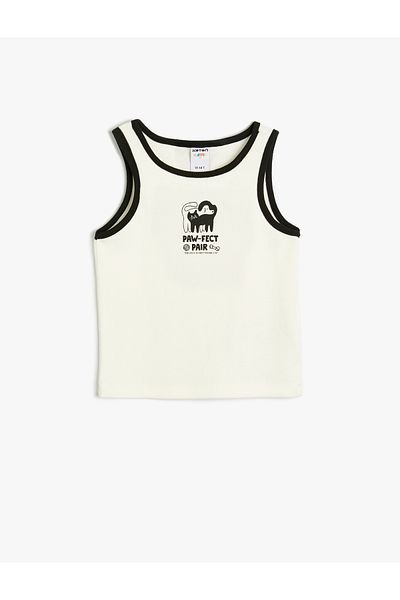 Koton Tanktop aus Baumwolle mit Rundhalsausschnitt – Katzen-Print