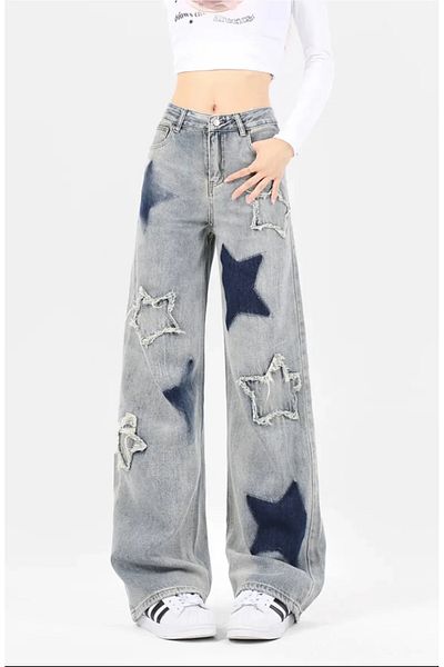 RockMore Pantaloni în stil retro Blue Star Jean cu buzunar reciclat