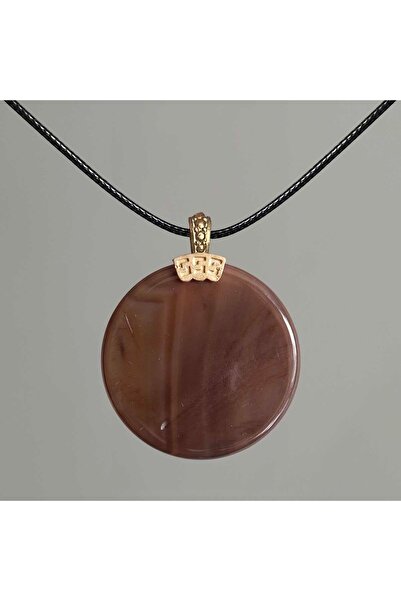 Sırlı Sepet Mührü Şerif Yazılı Siyah Geçişli Akik Taşı Kolye