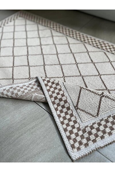 Bluenity Eylül Natural Cotton 2-Piece Bath Mat Set 60X100+50X60 cm - Beige