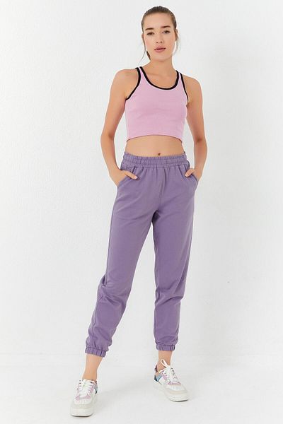 TOMMY LIFE Pink Basic Zero Sleeve Skinny Fit U-Neck Damen Crop Top Tank Top – 97162