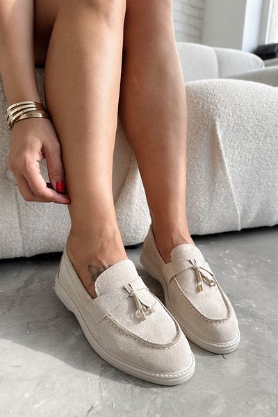 Shoebutik Dámské boty Rouge Beige Suede Loafer