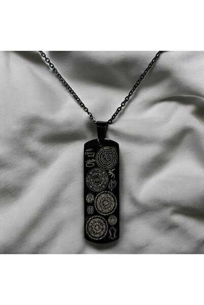 Sırlı Sepet Dualı Siyah Kaplama Titanyum Dikdörtgen Çelik Kolye