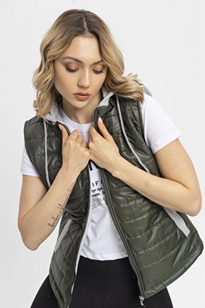 ŞİMAL Kadın Penye Kapüşonlu Şişme Yelek 255316 -