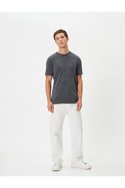 Koton Crew Neck Washed Basic T-Shirt - Short Sleeve