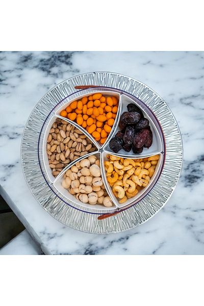 Nesto Home 5 Compartment Covered Breakfast Snack Bowl with Handle