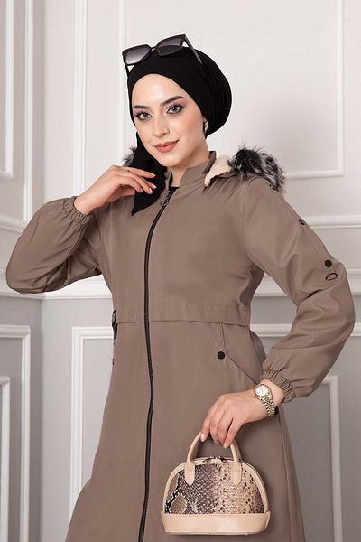 EBRUTESETTÜR Fur Lined Coat with Anchor Detail