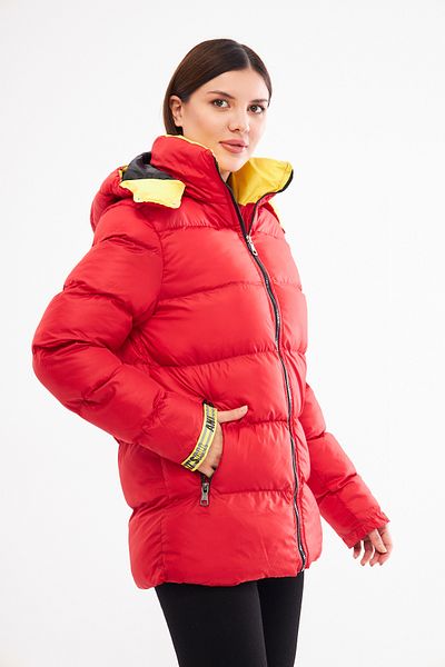 CrazyShopping Women's Sleeve Adjustable Inner Pocket Hood Zippered Puffer Jacket