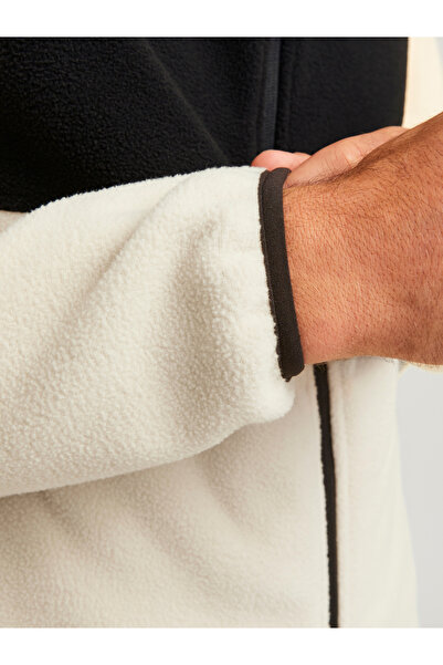 REBEL By Styli Contrast Panel Fleece Jacket with Zip Pockets